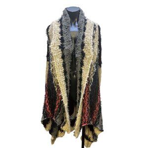 Free People Bohemian Open Front Knit Cardigan w/Patchwork Design Size S